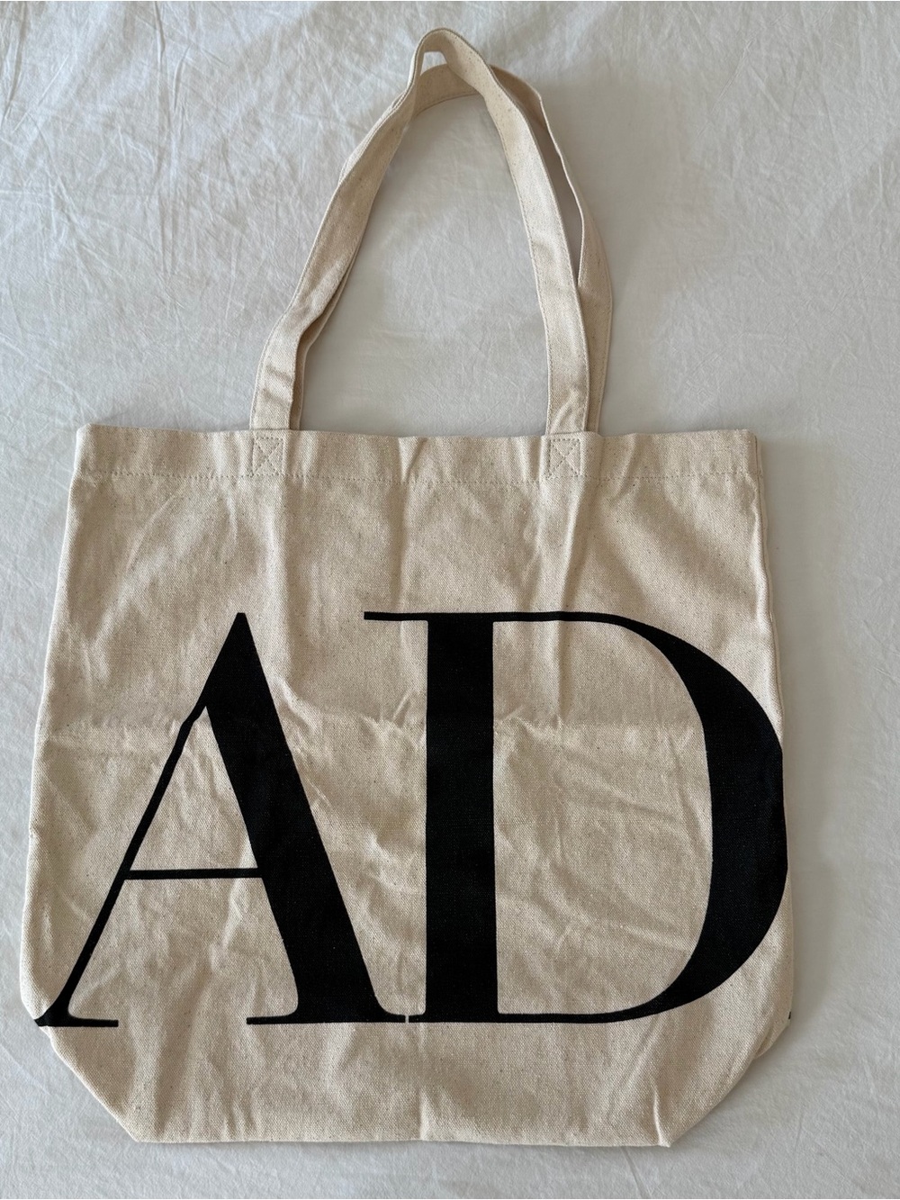 Canvas Tote Bag AD Logo in Natural/Black